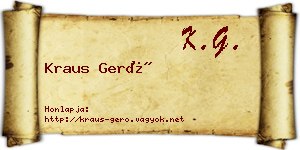 Kraus Gerő névjegykártya